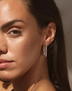 Alex Rectangular Silver Earrings
