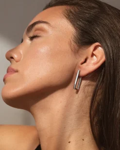 Alex Rectangular Silver Earrings