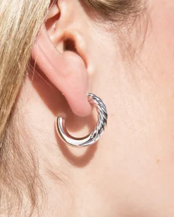 Euphoria Braided Silver Hoops