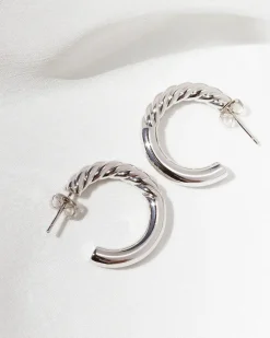Euphoria Braided Silver Hoops