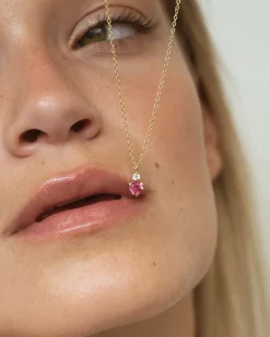 October Birthstone Necklace - Pink Tourmaline