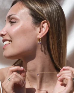 Pendientes Birthstone Febrero - Amatista