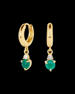 Pendientes Birthstone Mayo - Esmeralda
