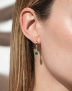 Pendientes Birthstone Mayo - Esmeralda