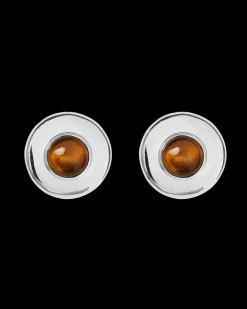 Pendientes Plateados Ojo De Tigre Hathor