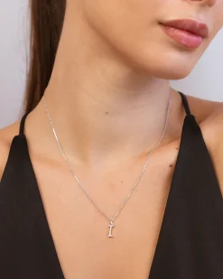 Silver Letter I Necklace